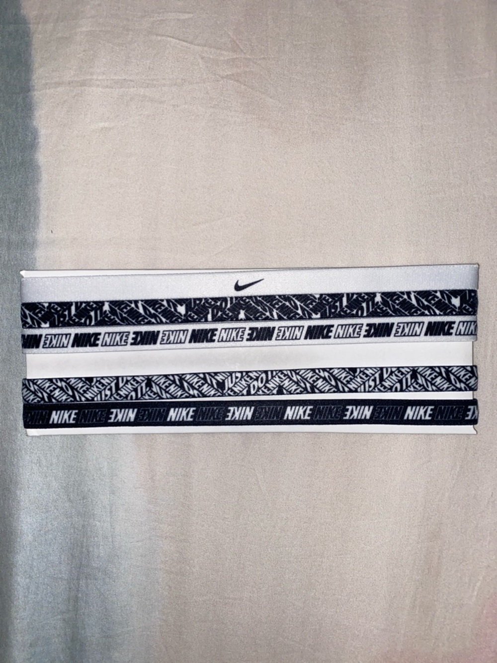 5 Nike Black and White Logo Elastic Headband Set NEW